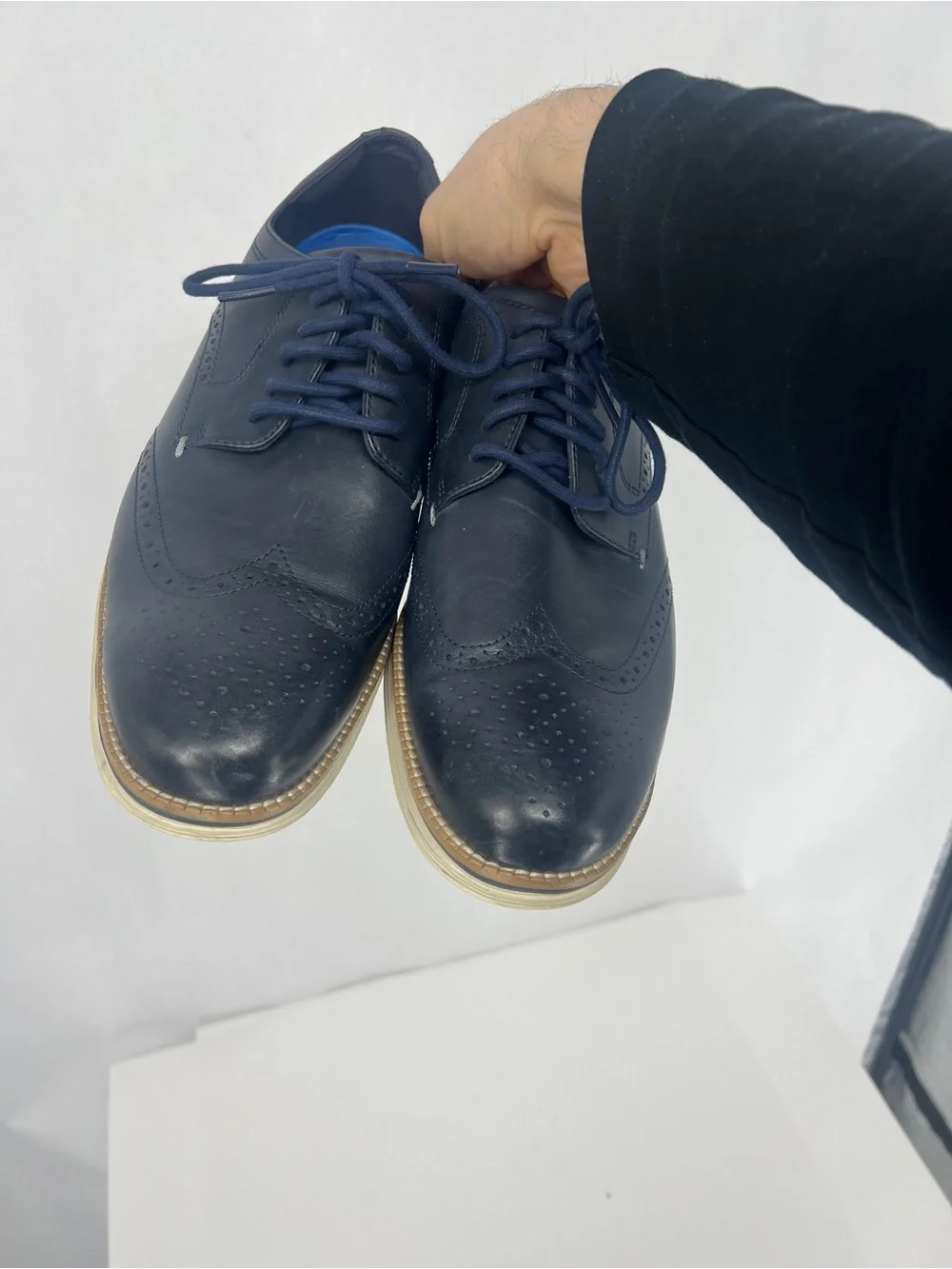 Cole Haan Men's Navy Leather Wingtip Oxfords